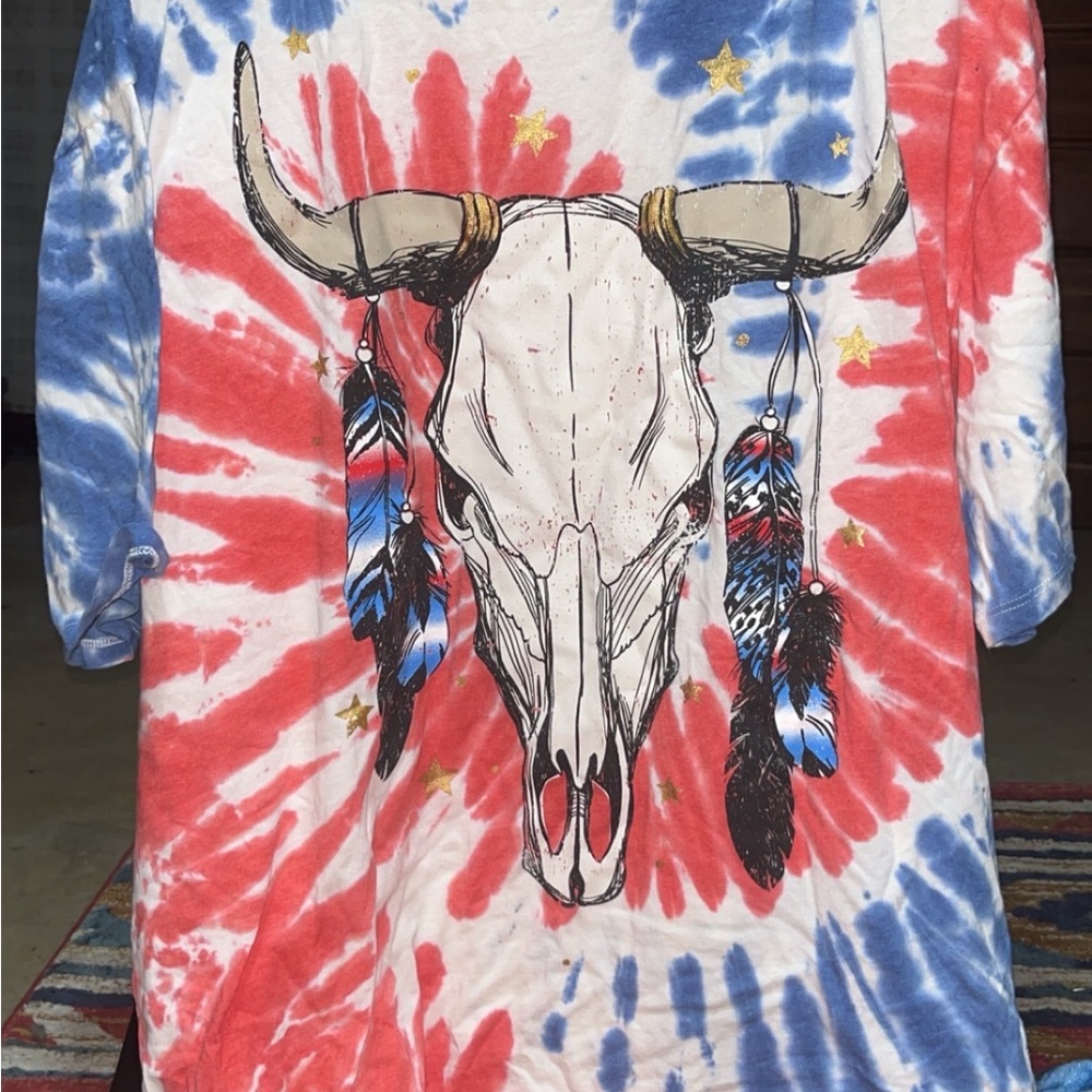 Tie-Dye Bull Skull Shirt